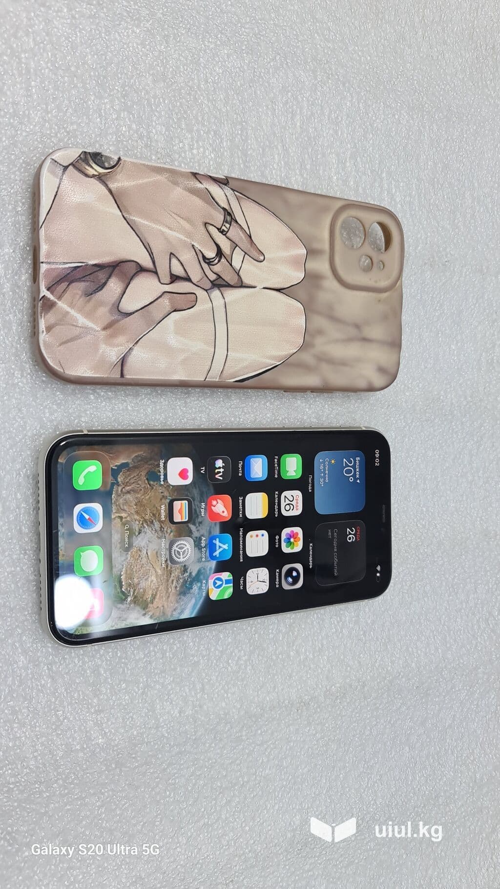 IPhone 11, Б/у, 64 ГБ, Белый, Чехол, 60 % 12 из 12