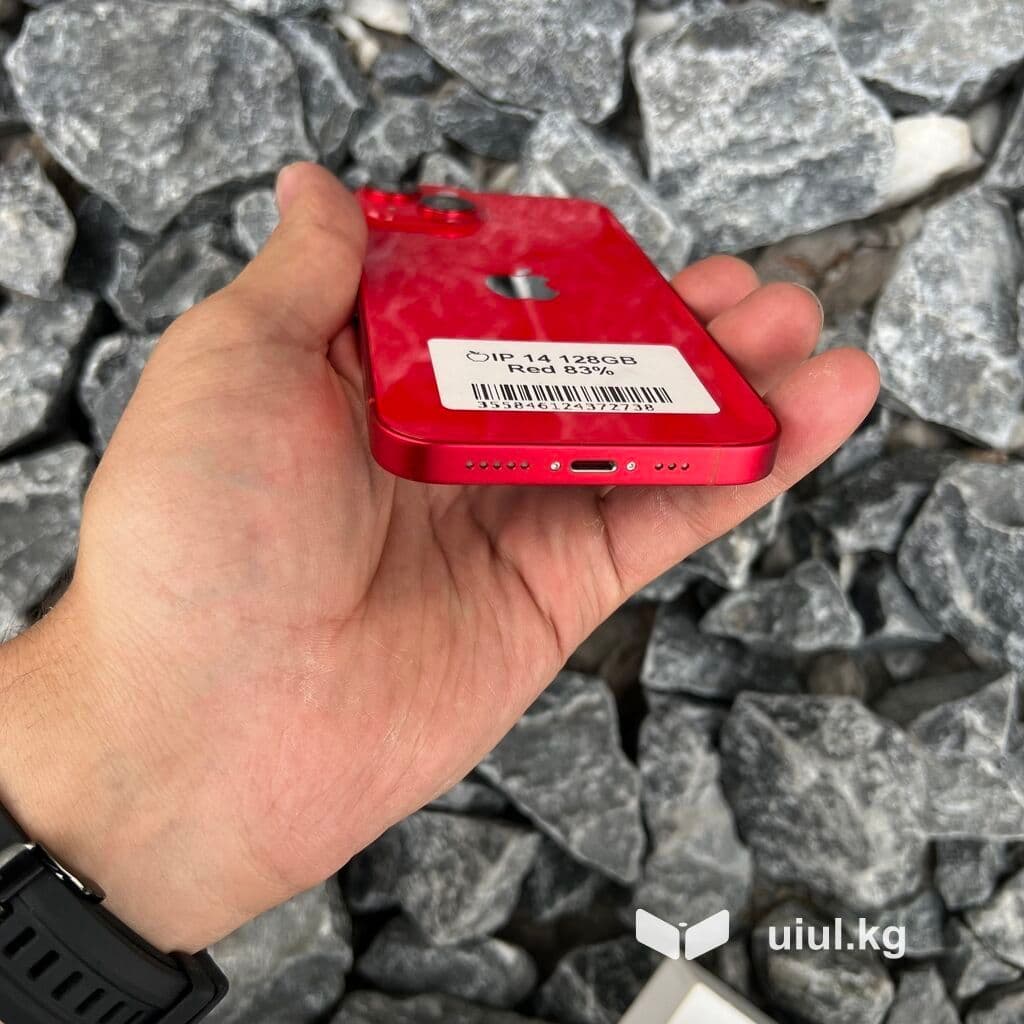 IPhone 14, Б/у, 128 ГБ, Красный, Защитное стекло, Кабель, 83 % 3 из 13