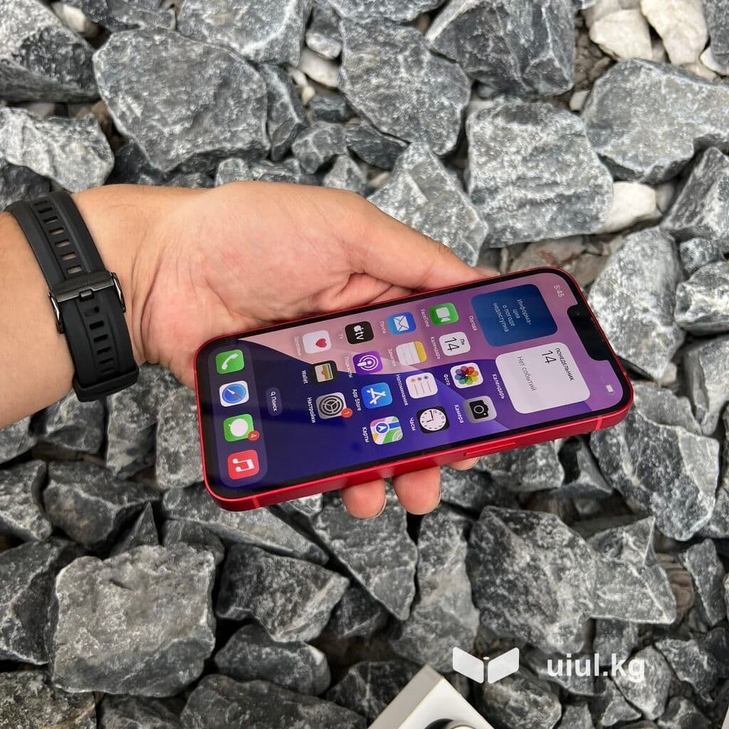 IPhone 14, Б/у, 128 ГБ, Красный, Защитное стекло, Кабель, 83 % 8 из 13