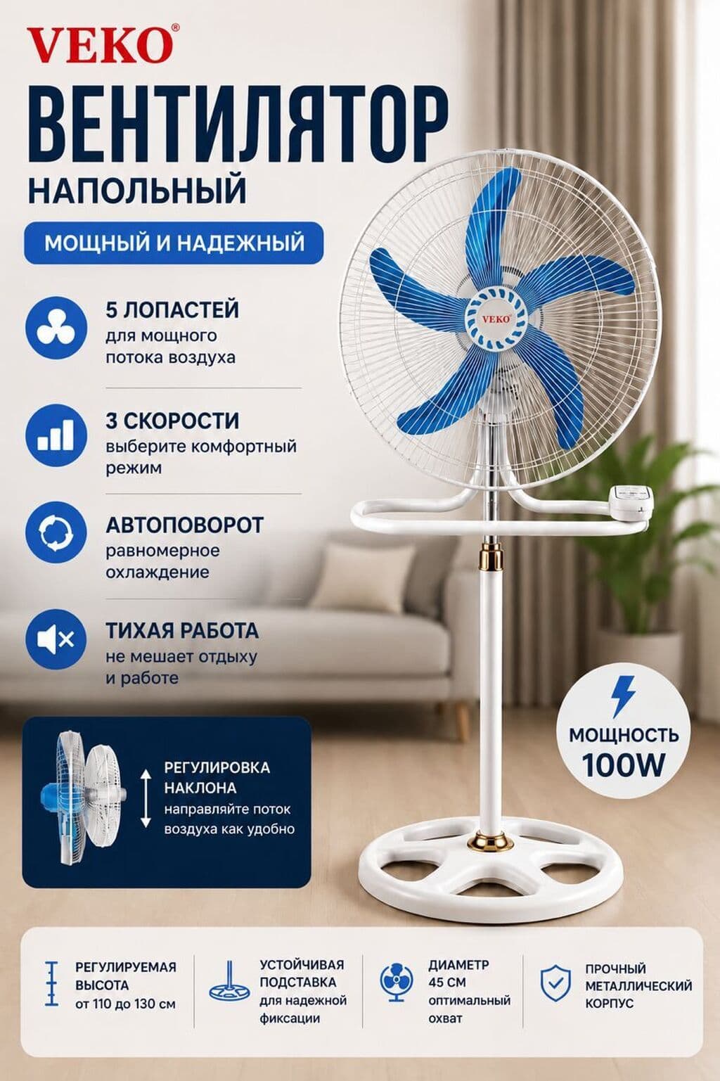 Вентилятор Напольный, Лопастной