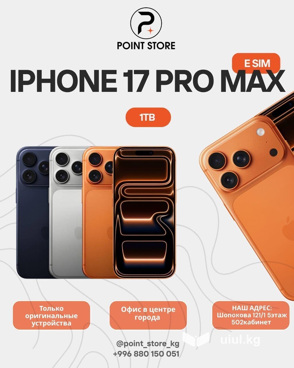 IPhone 17 Pro / 17 Pro Max (eSIM) *17 pro 256gb 97 320 сом *17 pro 6 из 6