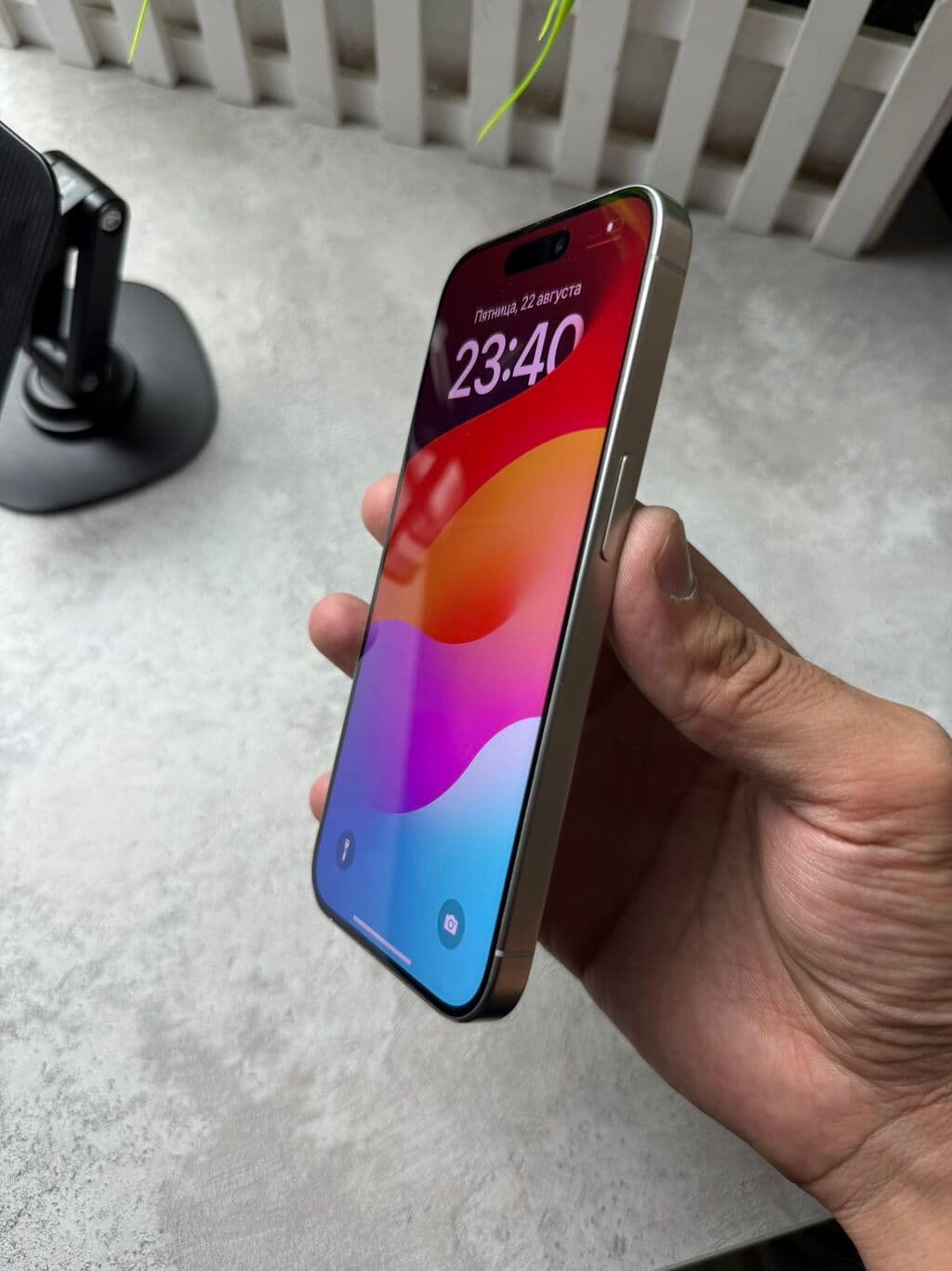 IPhone 15 Pro, Новый, 128 ГБ, White Titanium, Защитное стекло, Чехол, В рассрочку, 87 % 5 из 7