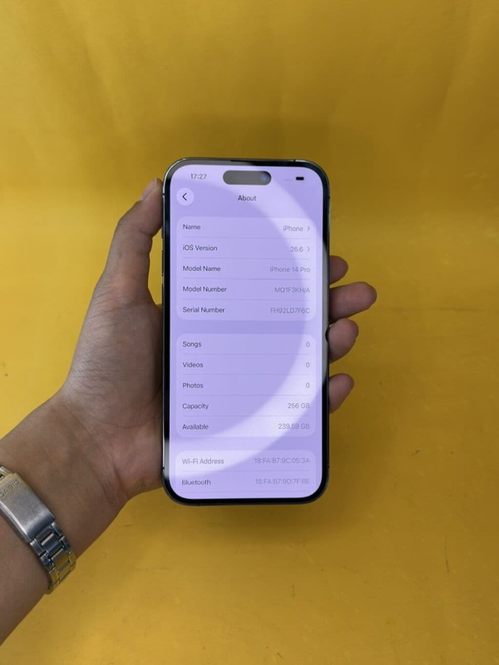 IPhone 14 Pro, Б/у, 256 ГБ, Deep Purple, Защитное стекло, Чехол, В рассрочку, 92 % 4 из 5