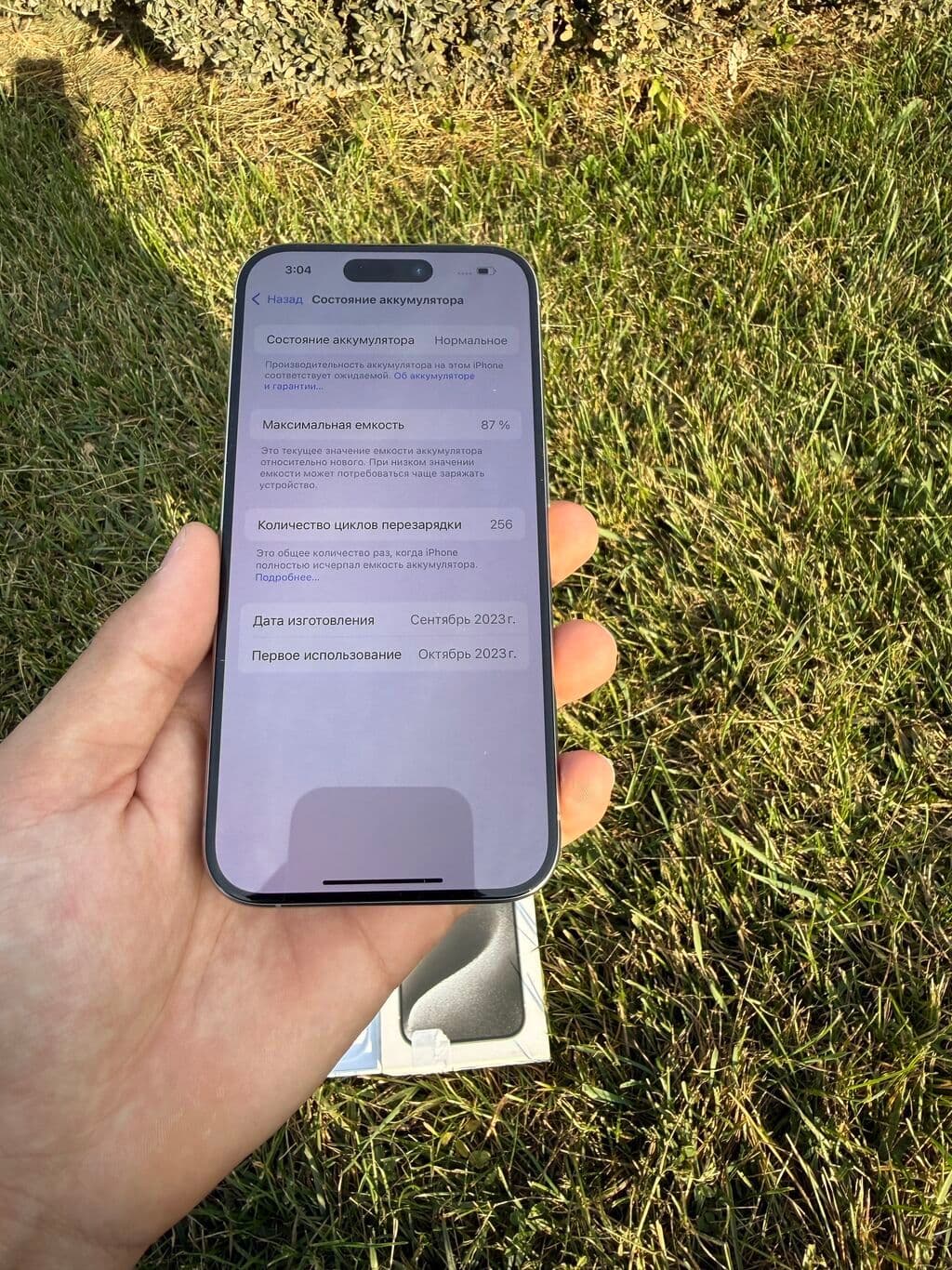 IPhone 15 Pro, Б/у, 256 ГБ, Natural Titanium, Зарядное устройство, Защитное стекло, Чехол, 87 % 6 из 8
